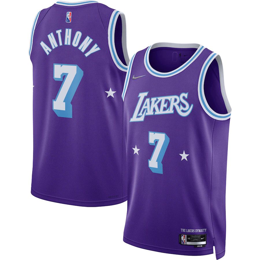 Men Los Angeles Lakers #7 Carmelo Anthony Nike Purple City Edition Swingman NBA Jersey